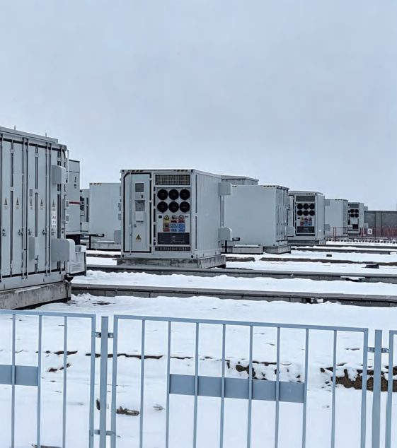 Snow-covered storage installation