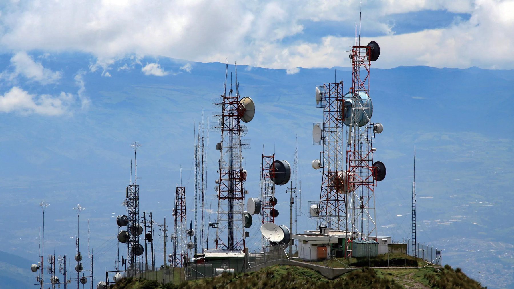 Telecom cabinets on a hillside site
